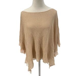 Lilly Pulitzer Gold Metallic Fringed Poncho Wrap One Size Women's